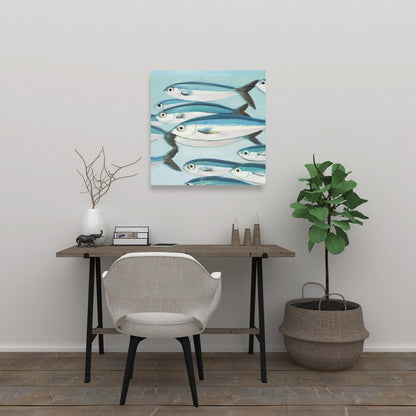 Small Fish of Caesio Caerulaurea Blue Canvas - Home Decor
