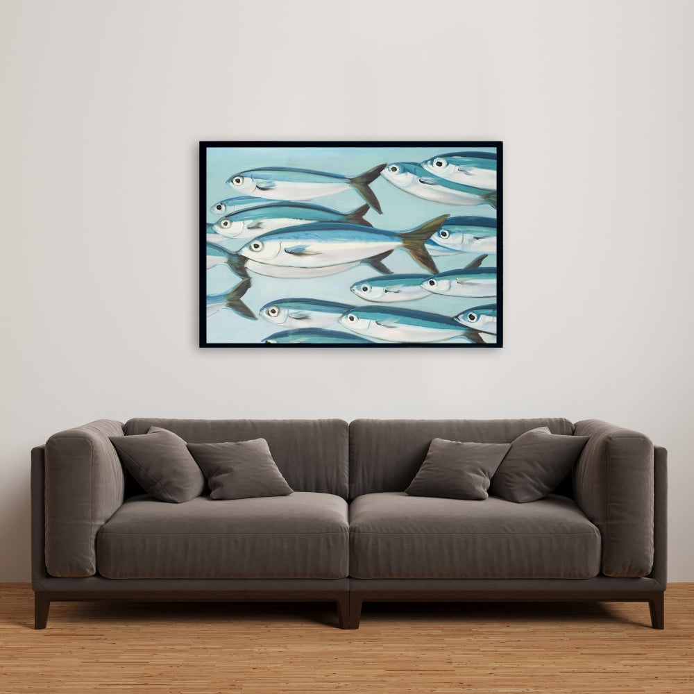 Toile Bleu Marine - Décor Petits Poissons Caesio Caerulaurea