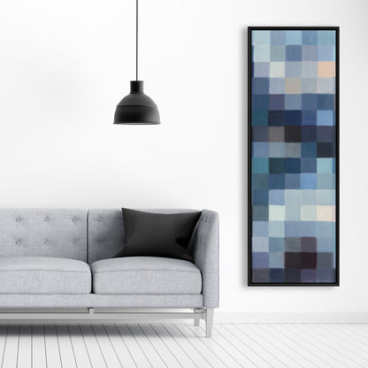 Toile de chambre bleue aux formes | Paysage montagneux pixelisé