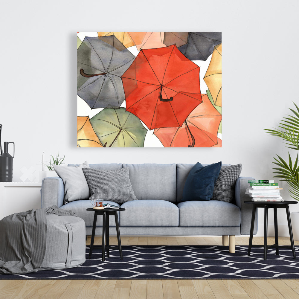 Red Canvas Art - The Umbrellas of Petit Champlain, Home Decor