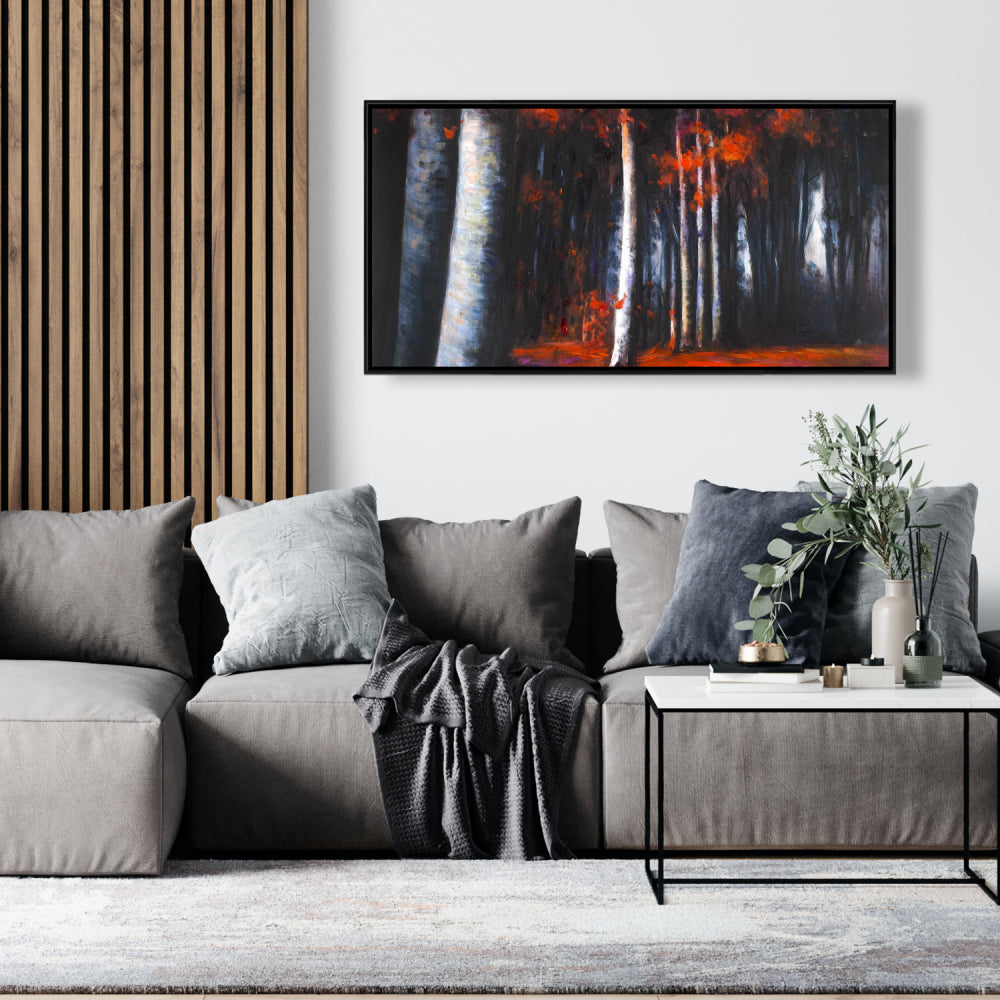 Mysterious Forest Trees Gray Bedroom Canvas | Home Decor