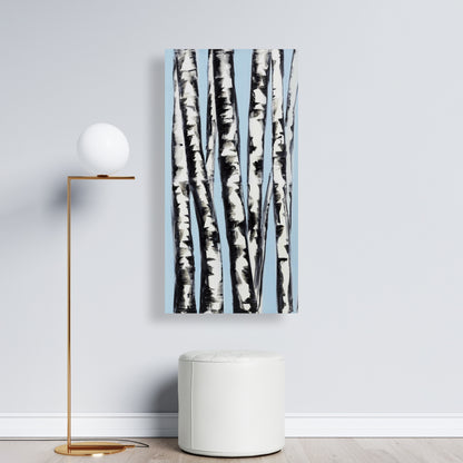 Pastel Birches Blue Bedroom Canvas - Home Decor Wall Art
