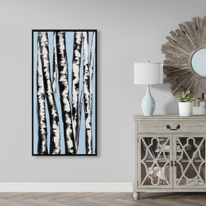 Bedroom Blue Landscapes Canvas | Pastel Birches Wall Art