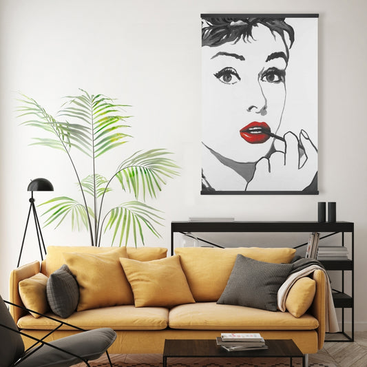 Audrey Hepburn Outline Style White Magnetic Canvas Decor