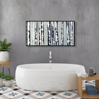 Office Trees Contemporary Framed Canvas - Small Birch Trees