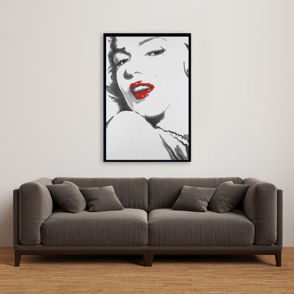 Marilyn Monroe grise rétro | Décoration d'intérieur sur toile encadrée