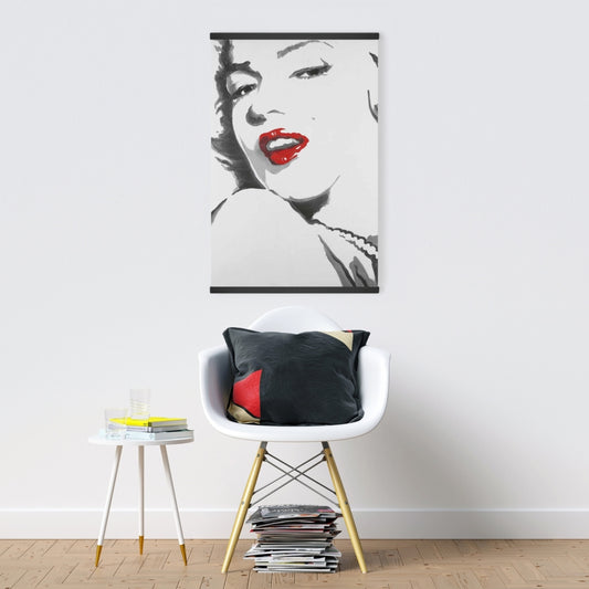 Gray Retro Magnetic Canvas | Marilyn Monroe Outline Decor