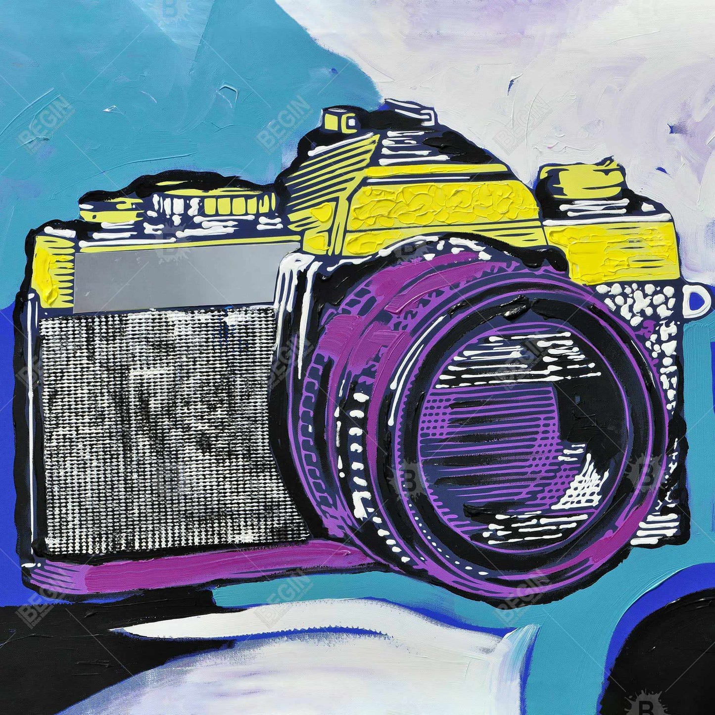 Retro Camera Canvas Art - Blue Bedroom Decor | Hobbies Wall Art
