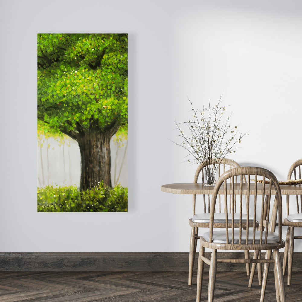 Toile Grand Arbre Vert | Décoration de Chambre Arbres Bruns
