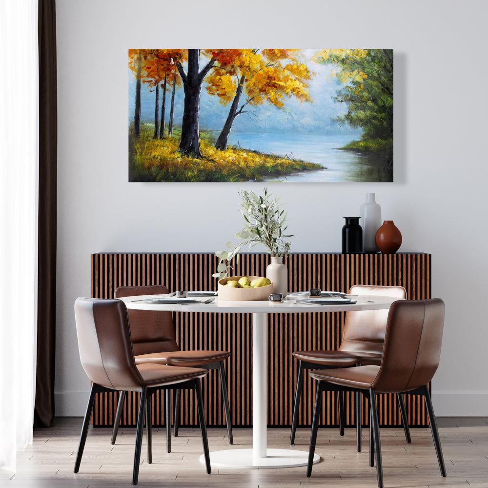 Trees by the Lake Canvas - Landscapes Bedroom Decor Wall Art