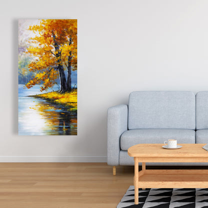 Two Trees by the Lake Canvas | Bedroom Wall Art Decor