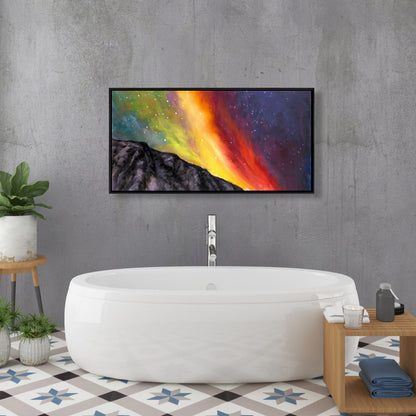 Aurora Borealis Mountains Canvas | Bedroom Decor Framed Art