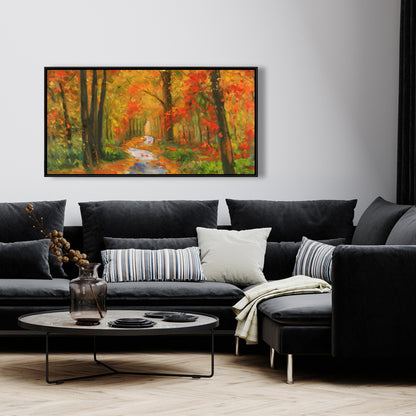 Autumn Trail Framed Canvas | Trees Livingroom Home Decor