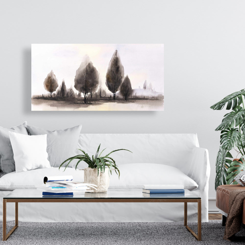 Toile encadrée bleue illustrative Paysages - Décoration d'intérieur Arbres