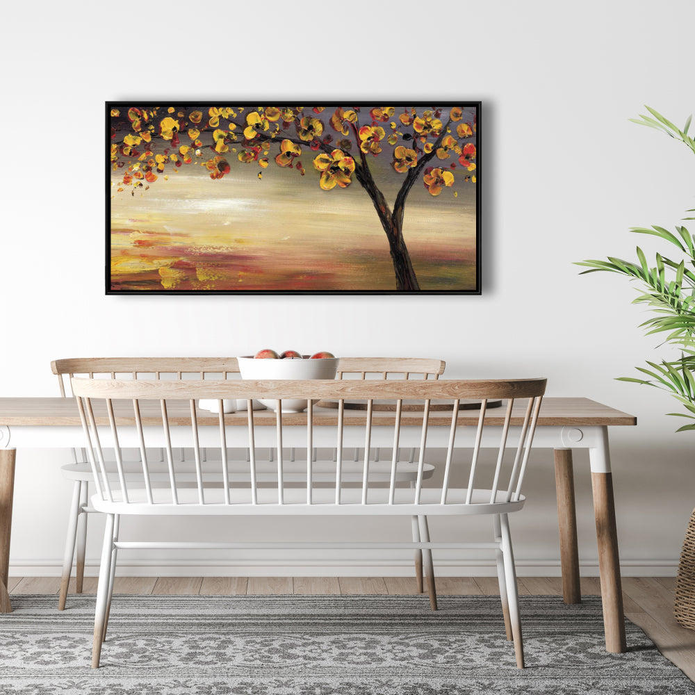 Toile encadrée Arbre d'automne - Décoration murale contemporaine pour chambre à coucher