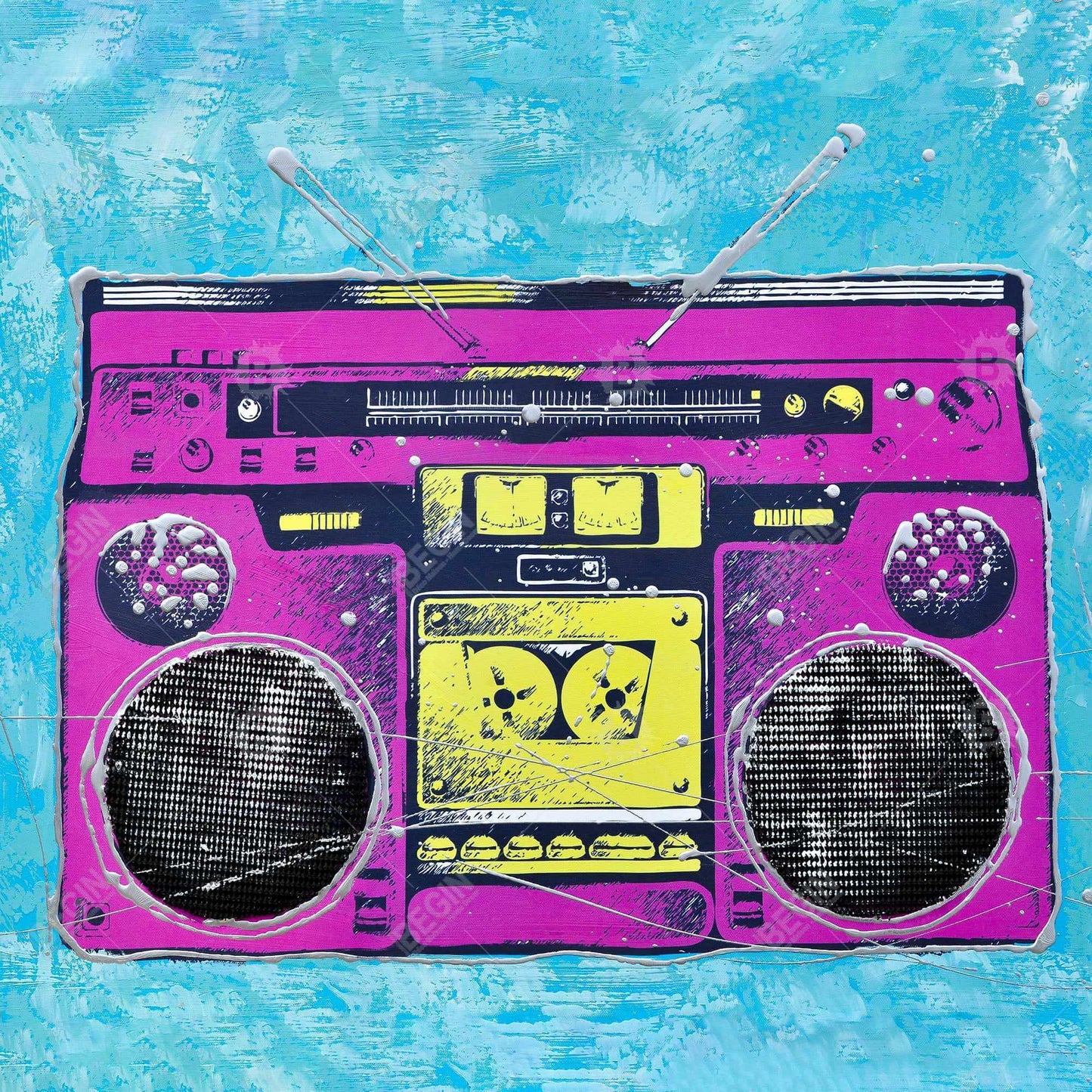 Pink Bedroom Musical Framed Canvas - Radio rétro Home Decor