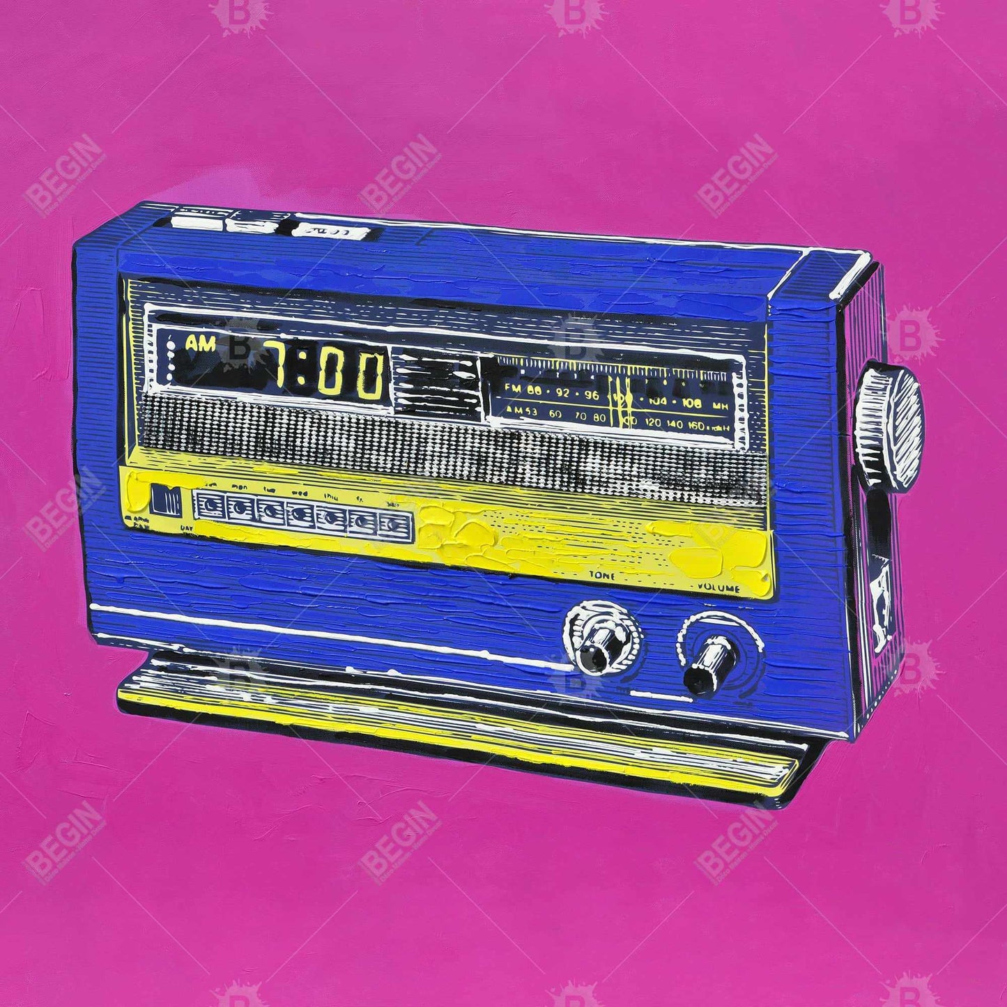 Retro Radio Alarm Canvas | Musical Bedroom Decor Art