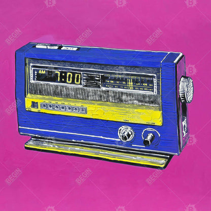 Retro Radio Alarm Canvas | Musical Bedroom Decor Art