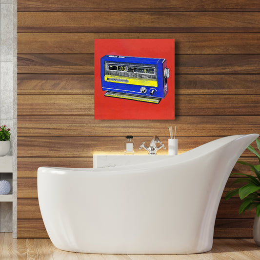 Retro Radio Alarm | Blue Canvas | Contemporary Bedroom Decor