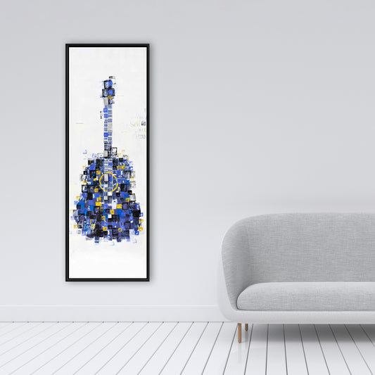 Toile abstraite avec guitare carrée – Décoration musicale pour chambre à coucher