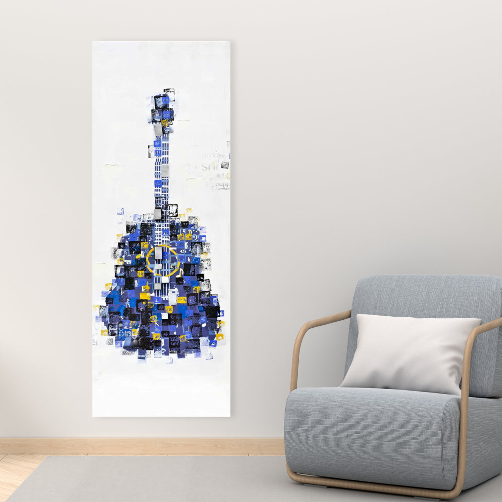 Abstract Guitar Canvas | Blue Art for Home Decor