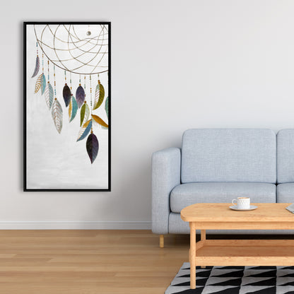 Dreamcatcher with Feathers - Bohemian Framed Canvas Decor