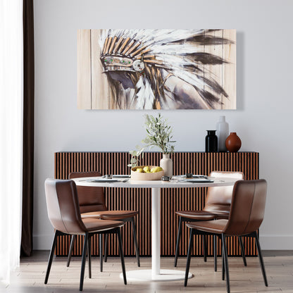 Figurative White Canvas | Indian with Feathers Bedroom Decor