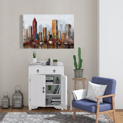 Rust Looking City Canvas | Urban Bedroom Wall Art Decor
