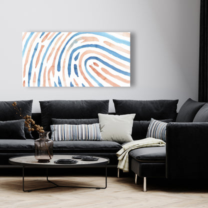 Blue Bedroom Canvas Art - Footprint Illustration Home Decor