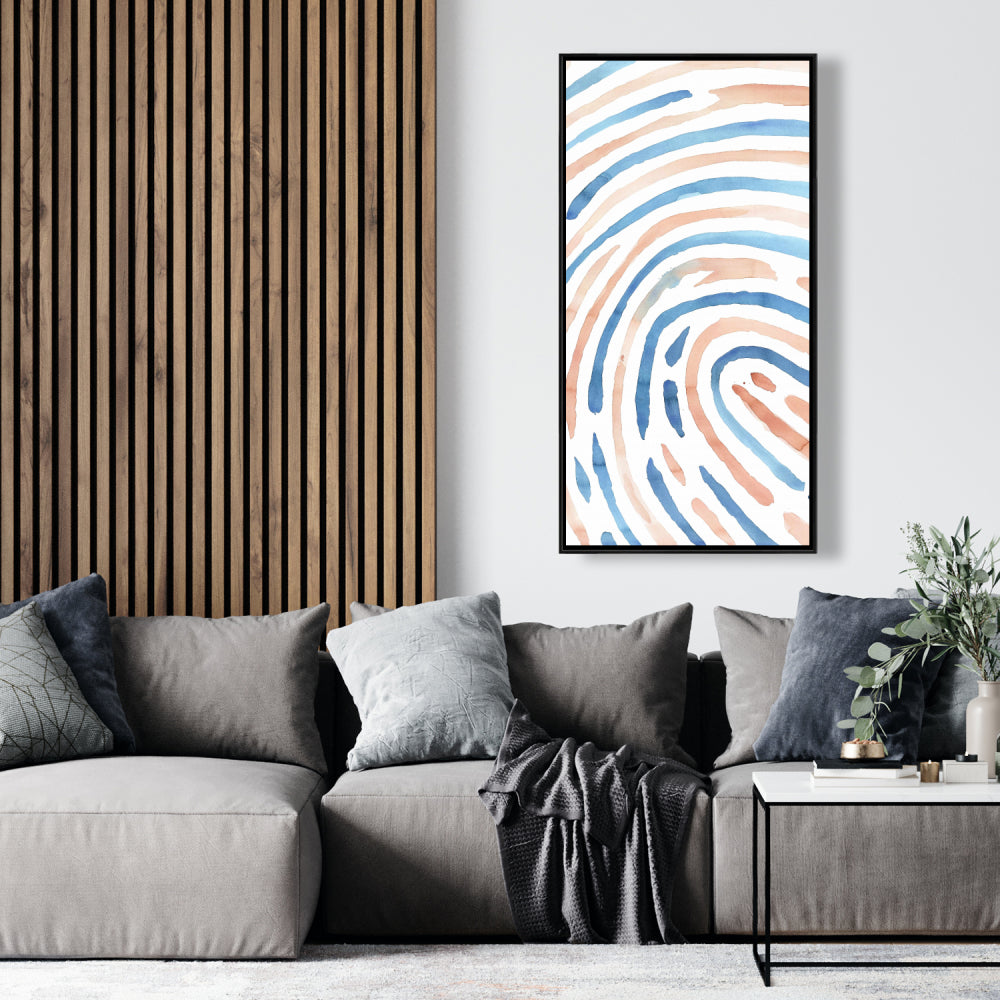 Toile encadrée Empreinte de pas | Décoration de chambre bleue | Décoration d'intérieur