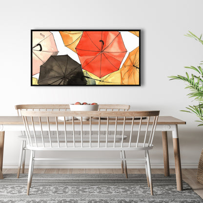 Toile « Parapluies suspendus » | Décoration d'intérieur encadrée, formes