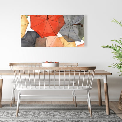 Red Canvas Art - The Umbrellas of Petit Champlain, Home Decor