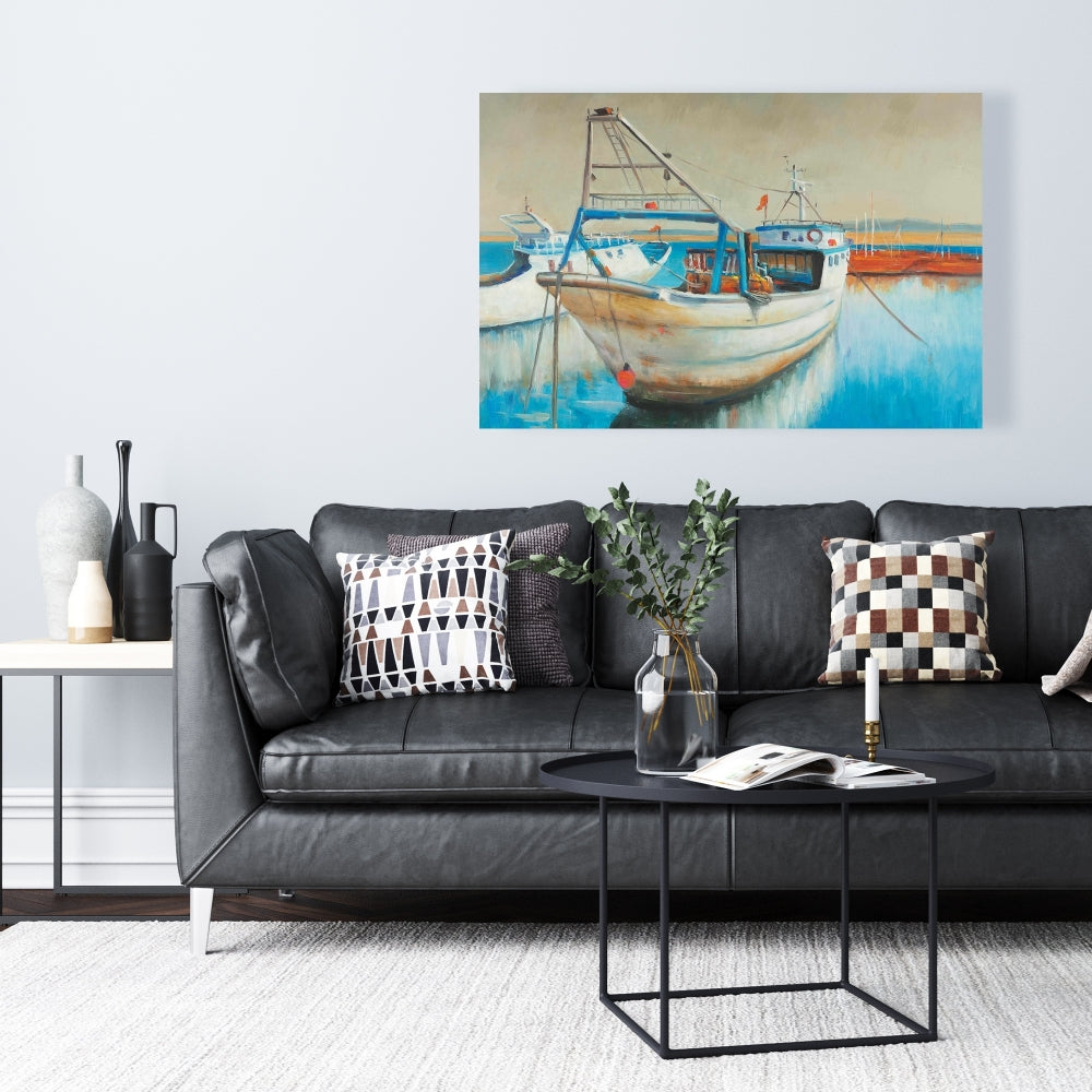 Toile Bateau de pêche | Cadre bleu pour chambre de loisirs