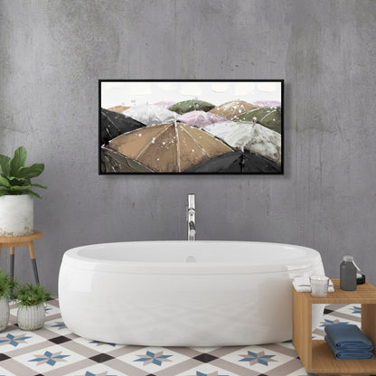 Toile rose « Averses printanières » – Décoration d'intérieur contemporaine encadrée