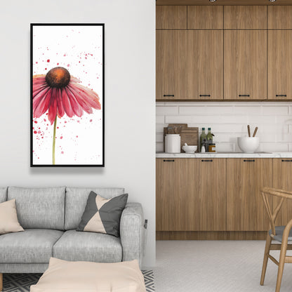 Pink Daisy Botanical Canvas | Romantic Bedroom Wall Art Decor