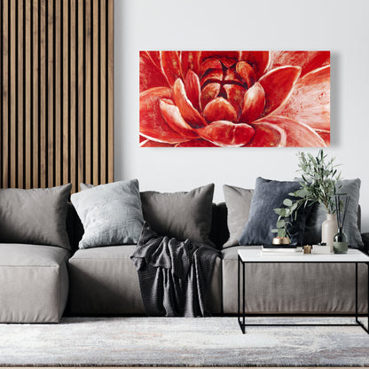 Toile de chrysanthème rouge | Décoration murale botanique moderne