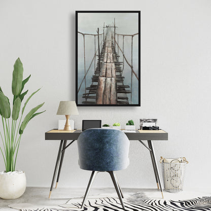 Old Abandoned Bridge Framed Canvas - Scenic Bedroom Decor