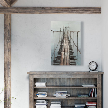 Old Abandoned Bridge Brown Canvas | Bedroom Wall Art Decor