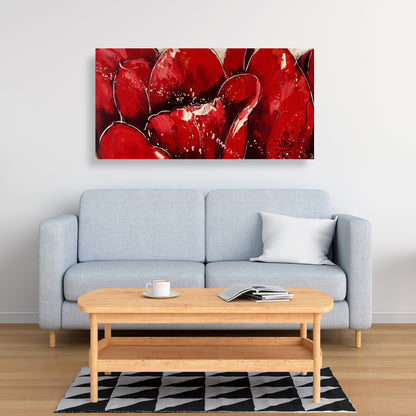 Red Tulips Closeup Canvas - Botanical Contemporary Wall Art
