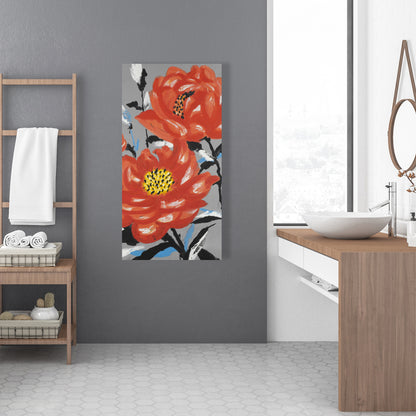 Three Pink Flowers Canvas - Botanical Floral Home Decor Art