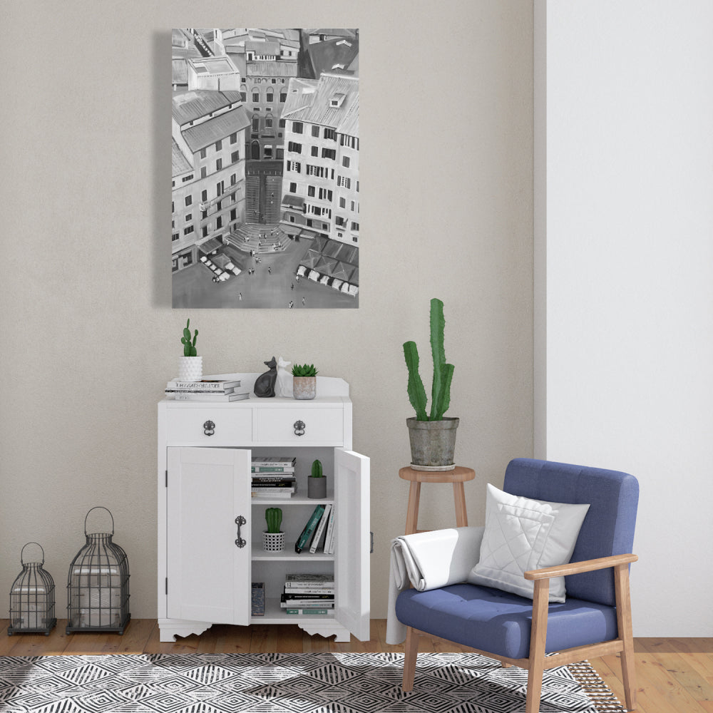 Siena City Monochrome Canvas | Bedroom Decor | Italy Art