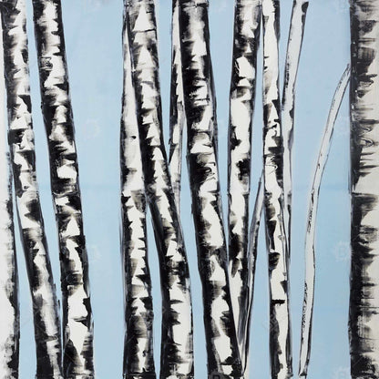 Bedroom Blue Landscapes Canvas | Pastel Birches Wall Art