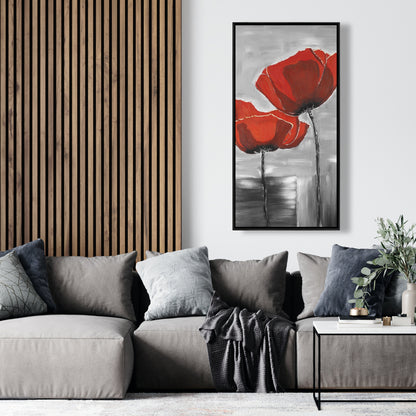 Two Red Flowers Canvas | Botanical Floral Home Decor Art