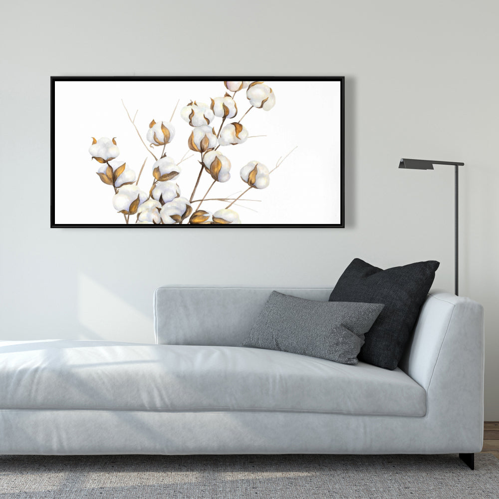Scandinavian Floral Canvas | Cotton Flowers Branch Decor