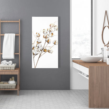 Toile botanique blanche scandinave - Décor de fleurs en coton