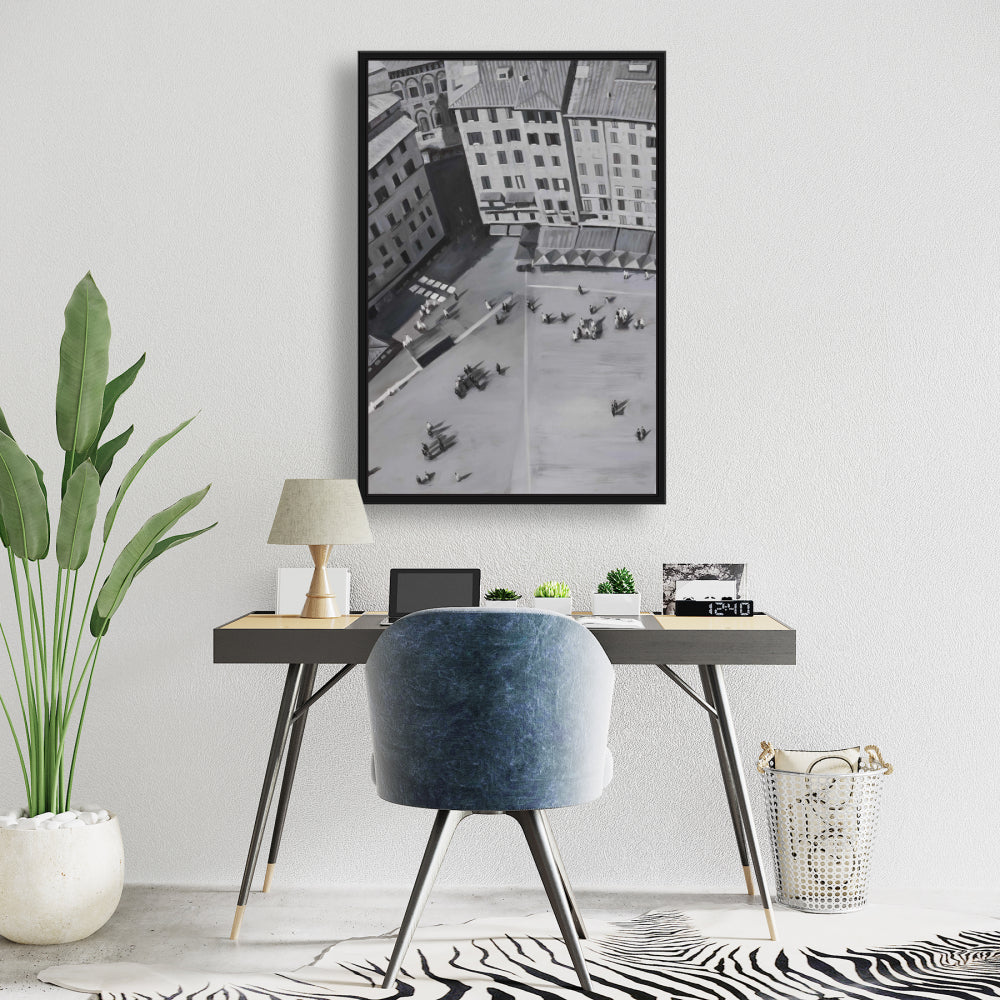 Piazza del Campo Italie Toile monochrome | Art de décoration intérieure