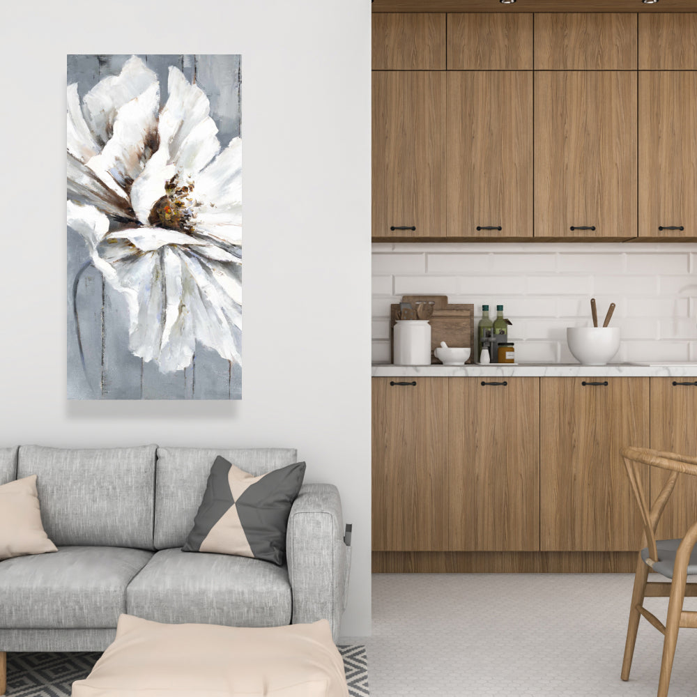 Floral & Botanical Blue Bedroom Canvas - Flower on Wood Decor