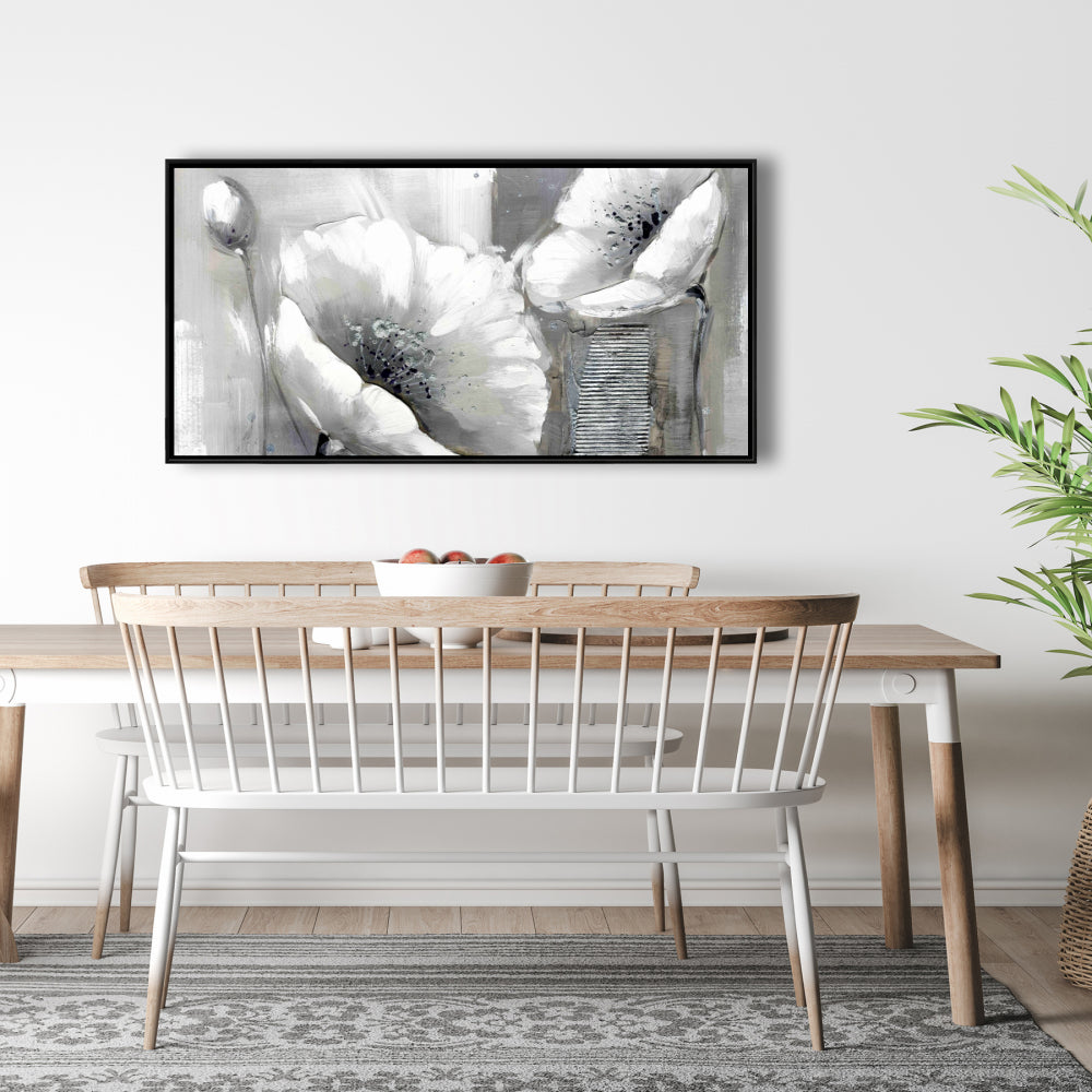 Toile à fleurs monochromes industrielles - Décoration botanique pour la maison
