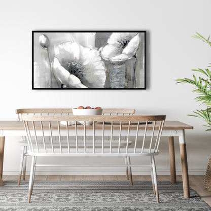 Toile à fleurs monochromes industrielles - Décoration botanique pour la maison