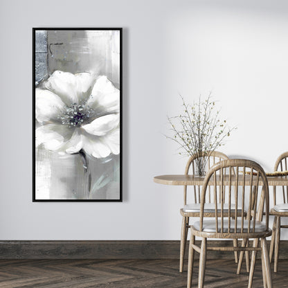 Monochrome & Silver Flowers | Industrial Floral Canvas Art